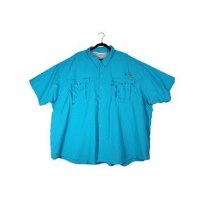 Columbia PFG Bahama II Fishing Shirt Mens 5X Blue Omni Shade Short Sleeve Vented